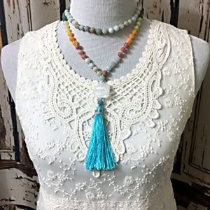 SALE - Gemstone Necklace with Tassel